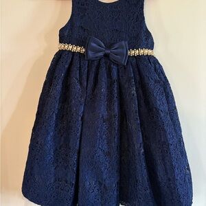 Elegant Navy Blue Lace Kids Dress